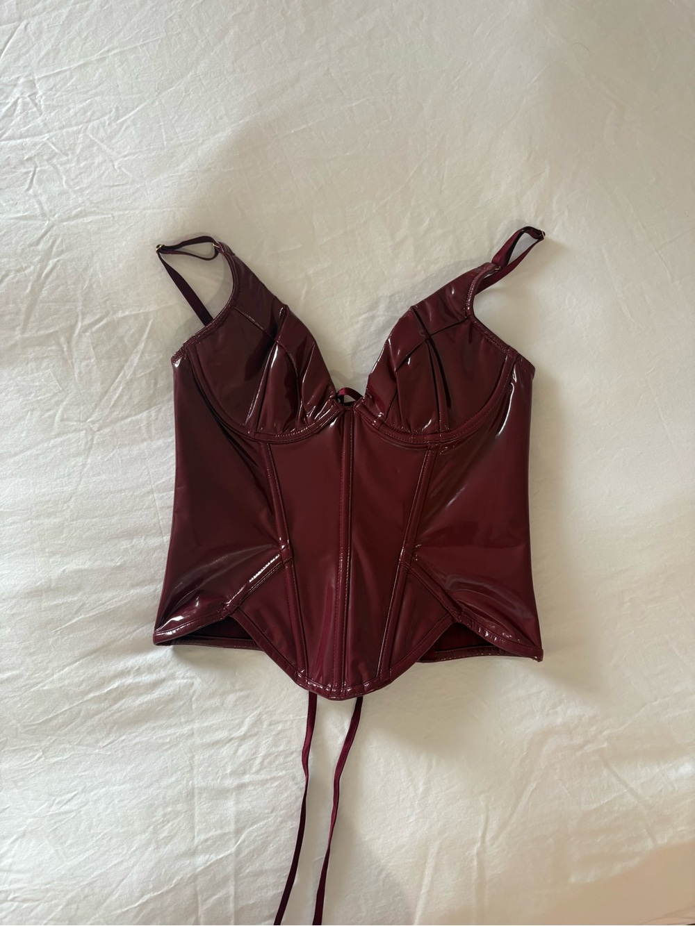 Victoria's Secret Burgundy Vinyl Corset-Style Bustier